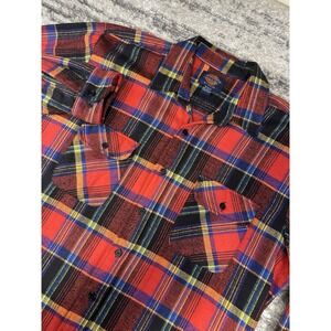 Vintage 90s Dickies Mens XL Heavyweight Flannel Button Shirt Plaid Cotton MINT